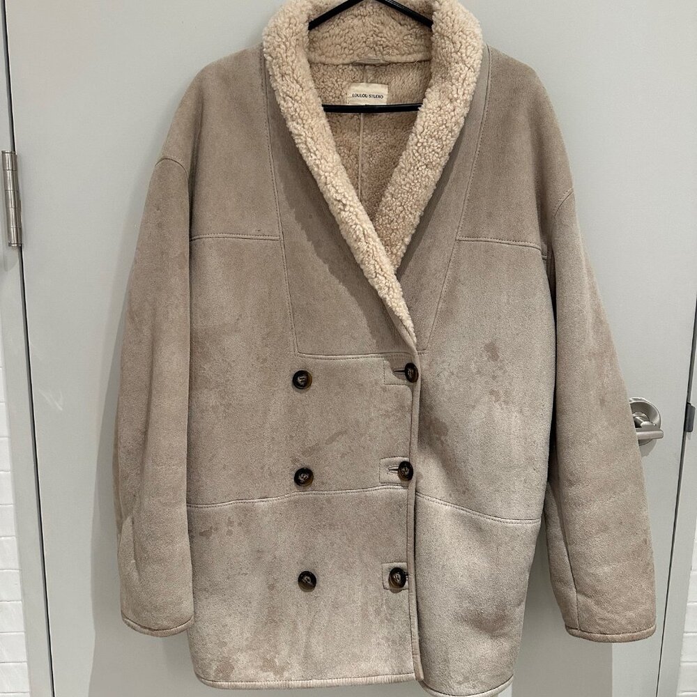 LOULOU Studio Beige Real Shearling Coat- Size S